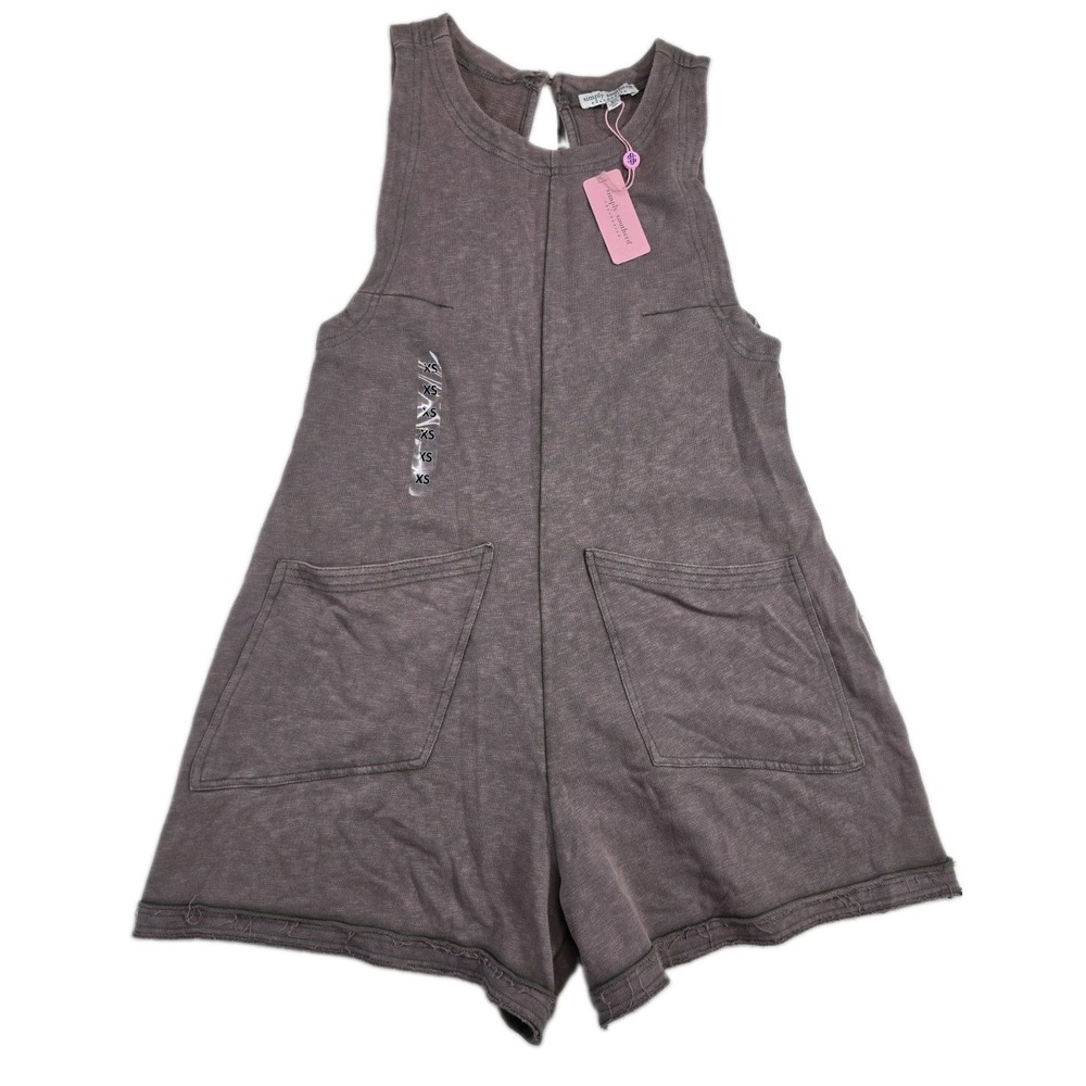 New Simply Southern Sleeveless Romper Women's XS Washed Purple Dark Gray